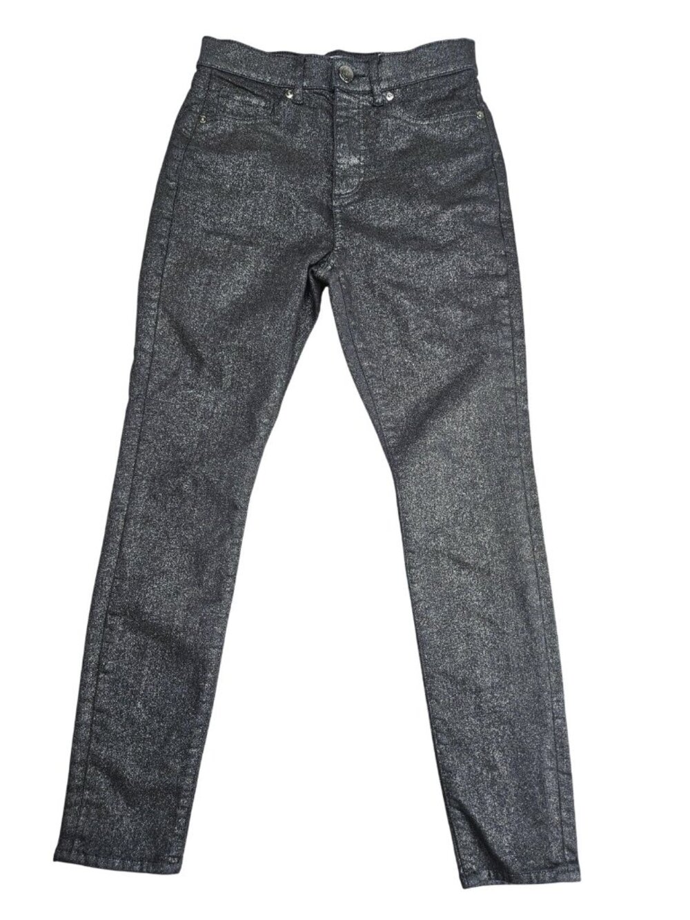 LOFT High Rise Skinny Jeans Womens 4/27 Petite Gray Charcoal Wash Stretch Denim